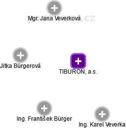 TIBURON, a.s. - obrázek vizuálního zobrazení vztahů obchodního rejstříku