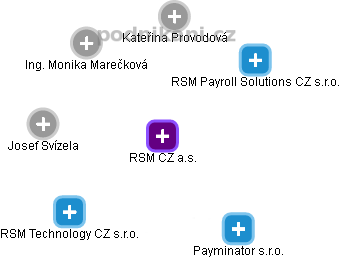 RSM CZ a.s. - obrázek vizuálního zobrazení vztahů obchodního rejstříku
