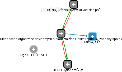 Sjednocená organizace nevidomých a slabozrakých České republiky, zapsaný spolek - obrázek vizuálního zobrazení vztahů obchodního rejstříku