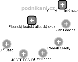 Plzeňský krajský atletický svaz - obrázek vizuálního zobrazení vztahů obchodního rejstříku