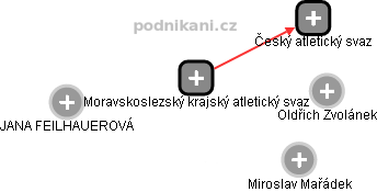 Moravskoslezský krajský atletický svaz - obrázek vizuálního zobrazení vztahů obchodního rejstříku